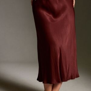 Anthropologie Rich Burgundy Midi Skirt